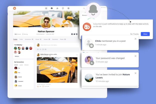 Web Push Notifications in BuddyBoss | BuddyBoss web push notifications